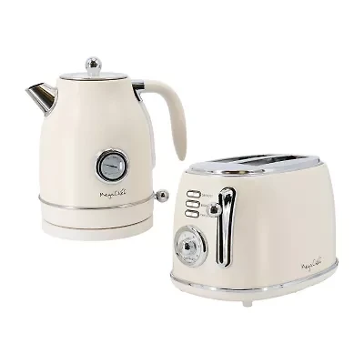 Megachef 7-Cup Stainless Steel Electric Kettle and 2-Slice Toaster Combo Set