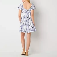 Secret Charm Womens Juniors Short Sleeve Fit + Flare Dress