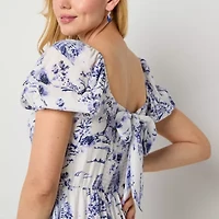 Secret Charm Womens Juniors Short Sleeve Fit + Flare Dress