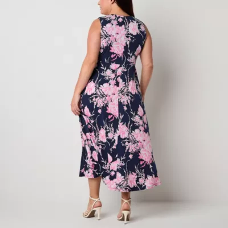 Studio 1 Womens Plus Sleeveless Floral Maxi Dress