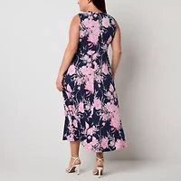 Studio 1 Womens Plus Sleeveless Floral Maxi Dress