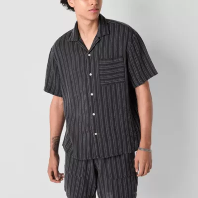 Arizona Mens Textured Camp Shirt