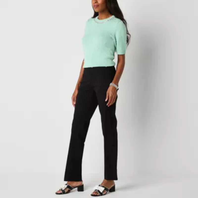 Liz Claiborne Lisa Womens Adaptive Seated Wear Straight Mid Rise Pull-On Pant