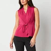Liz Claiborne Womens V Neck Sleeveless Blouse