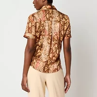 Worthington Womens Short Sleeve Regular Fit Button-Down Shirt