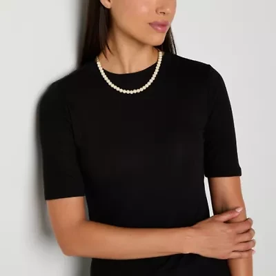 Worthington Womens Short Sleeve Mock Neck Top