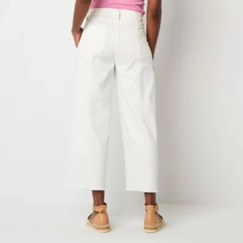 a.n.a Soft Drape Womens High Rise Wide Leg Cropped Jean