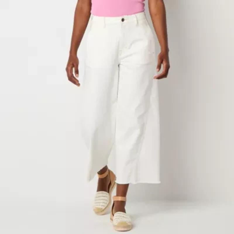 a.n.a Soft Drape Womens High Rise Wide Leg Cropped Jean