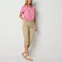 St. John's Bay Womens Short Sleeve Regular Fit Button-Down Shirt