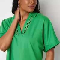 Liz Claiborne Womens V Neck Short Sleeve Blouse