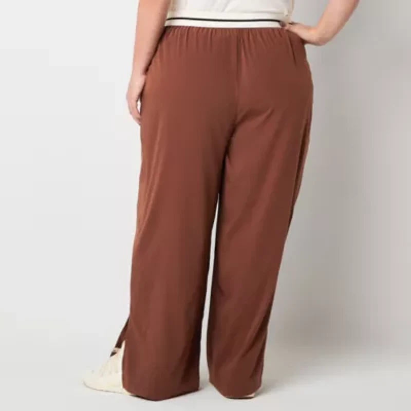 Stylus Womens Plus Wide Leg Mid Rise Trouser