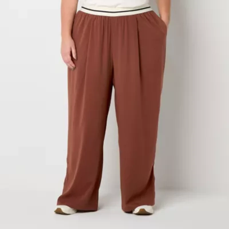 Stylus Womens Plus Wide Leg Mid Rise Trouser