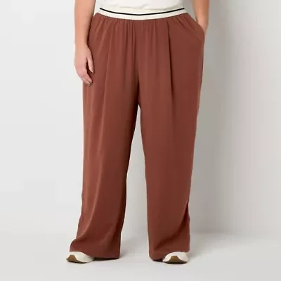 Stylus Womens Wide Leg Mid Rise Plus Trouser