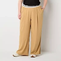 Stylus Womens Plus Wide Leg Mid Rise Trouser