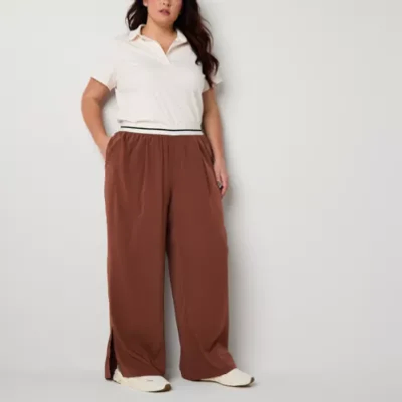 Stylus Womens Plus Wide Leg Mid Rise Trouser