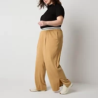 Stylus Womens Plus Wide Leg Mid Rise Trouser