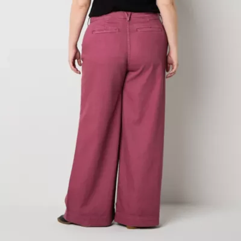 a.n.a Plus Soft Drape Womens High Rise Wide Leg Jean