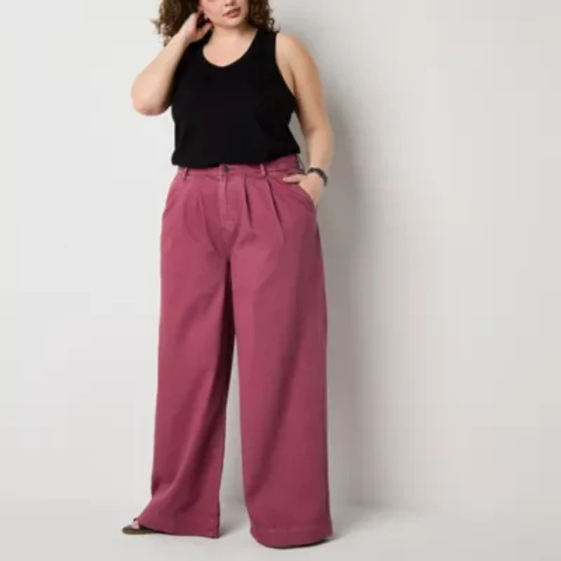 a.n.a Plus Soft Drape Womens High Rise Wide Leg Jean