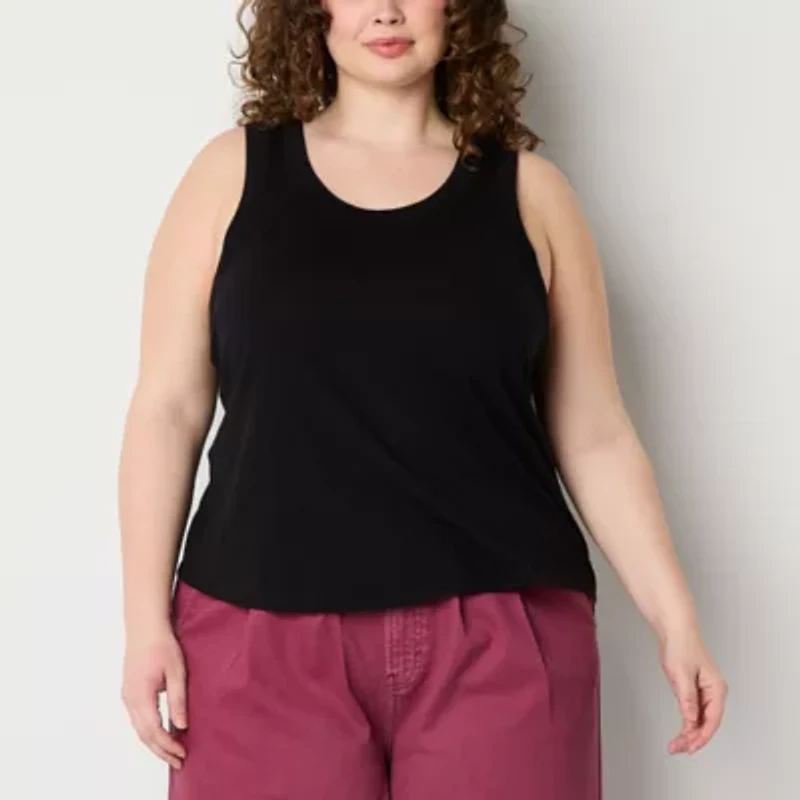 a.n.a Womens Plus U Neck Sleeveless Tank Top