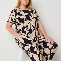Liz Claiborne Womens Round Neck Short Sleeve Plus Blouse