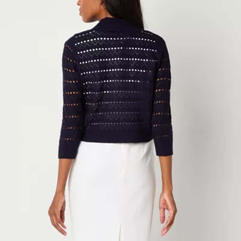 Perceptions Womens 3/4 Sleeve Chevron Shrug Petite