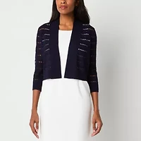 Perceptions Womens 3/4 Sleeve Chevron Shrug Petite