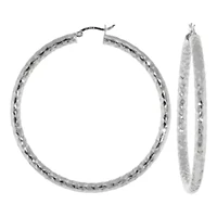 Sterling Silver Diamond-Cut Hoop Earrings