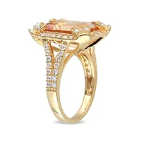 Genuine Citrine, White Topaz and Diamond-Accent Ring
