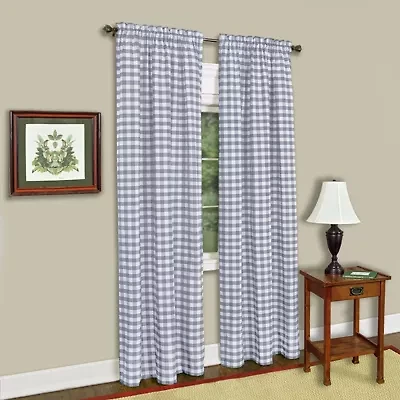 Buffalo Check Rod Pocket Light-Filtering Single Curtain Panel