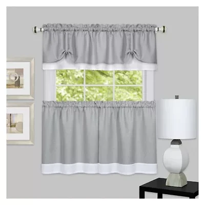 Darcy 3-pc. Rod Pocket Kitchen Curtains & Drapes Window Set