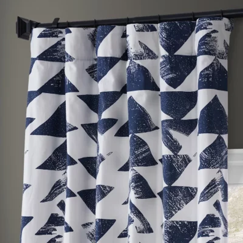 Exclusive Fabrics & Furnishing Triad Printed Cotton Rod Pocket Back Tab Light-Filtering Single Curtain Panel