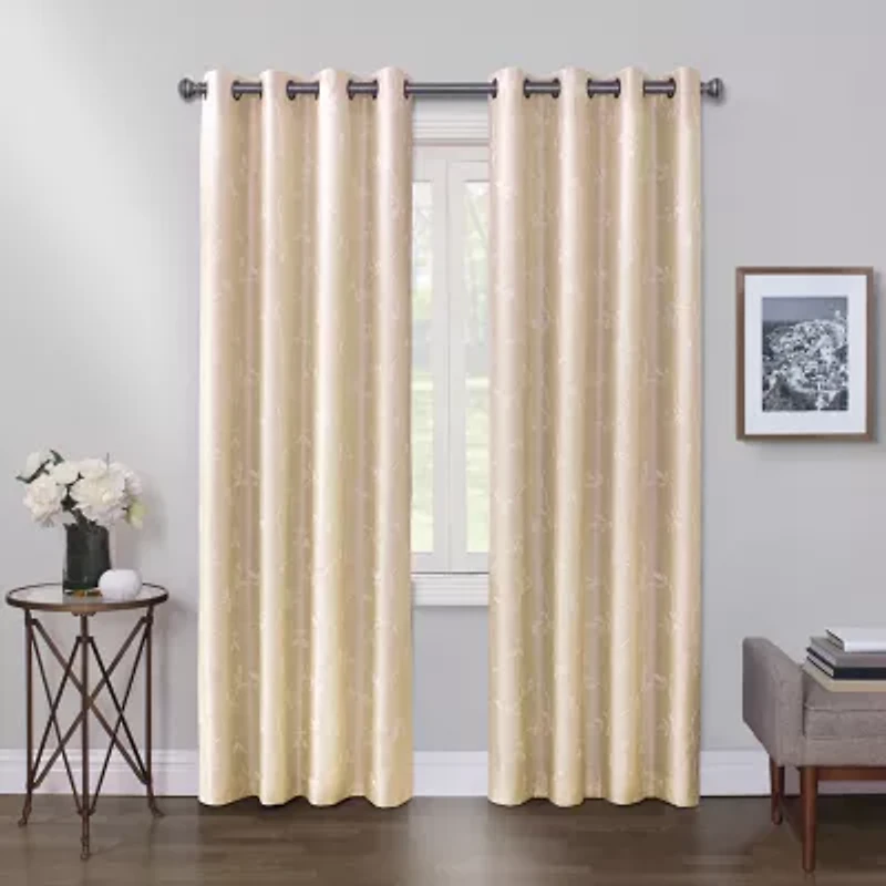Max Blackout Mystique Grommet Top Embroidered 100% Single Curtain Panel