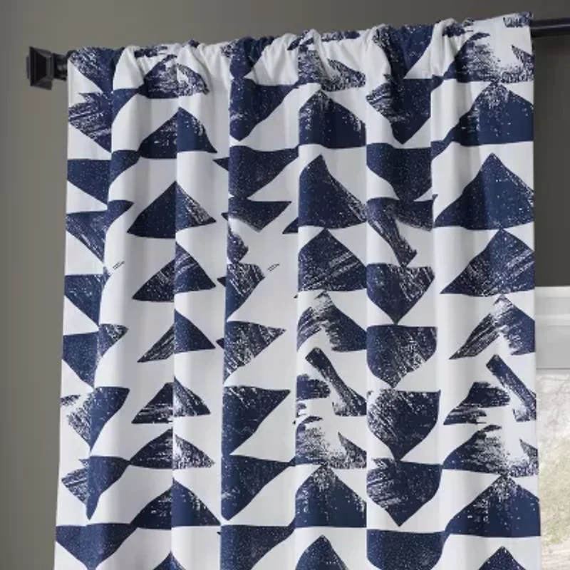 Exclusive Fabrics & Furnishing Triad Printed Cotton Rod Pocket Back Tab Light-Filtering Single Curtain Panel