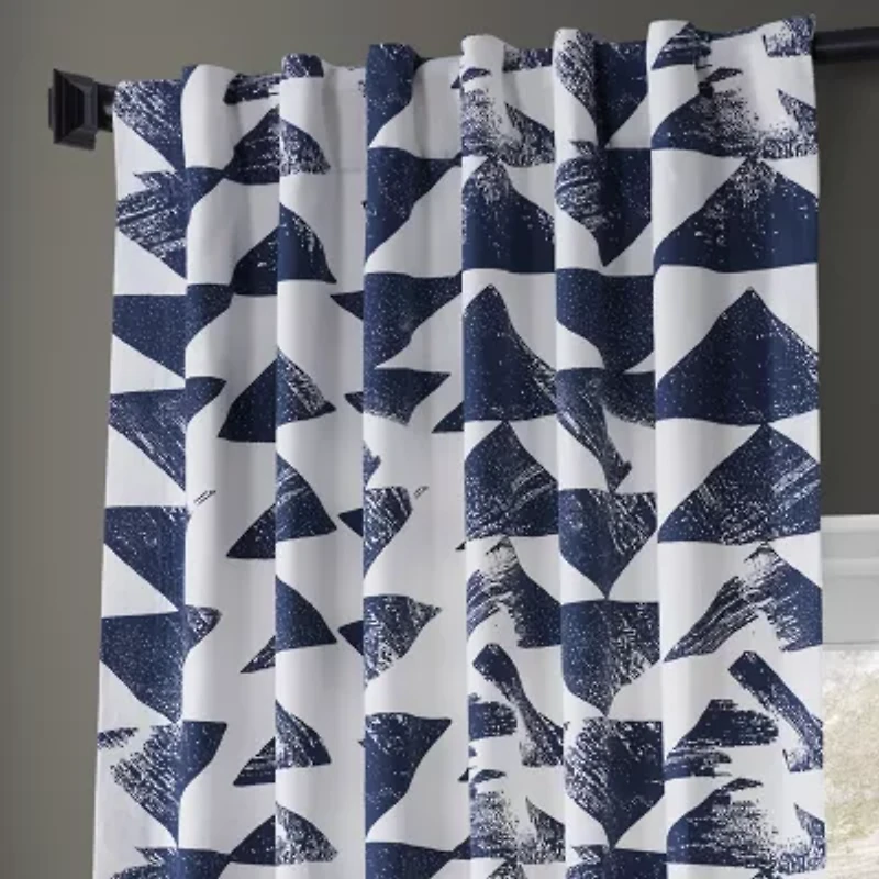 Exclusive Fabrics & Furnishing Triad Printed Cotton Rod Pocket Back Tab Light-Filtering Single Curtain Panel