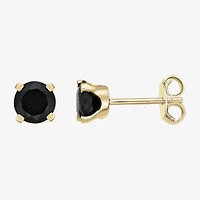 Genuine Black Onyx 14K Gold 6mm Round Stud Earrings
