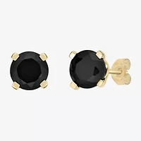 Genuine Black Onyx 14K Gold 6mm Round Stud Earrings