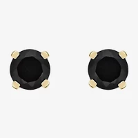 Genuine Black Onyx 14K Gold 6mm Round Stud Earrings