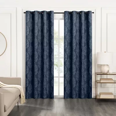 Fieldcrest Heritage Serafina Grommet Top Energy Saving 100% Blackout Single Curtain Panel