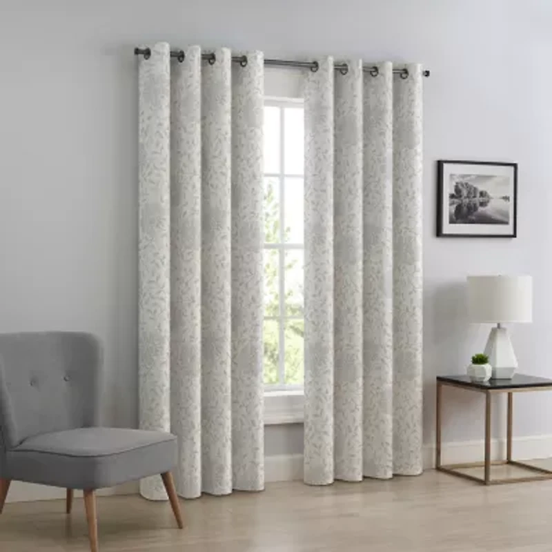 Eclipse Andes Floral Print Grommet Top Energy Saving 100% Blackout Single Curtain Panel