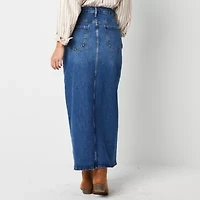 a.n.a Womens Tall High Rise Long Denim Skirt