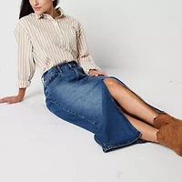 a.n.a Womens Tall High Rise Long Denim Skirt