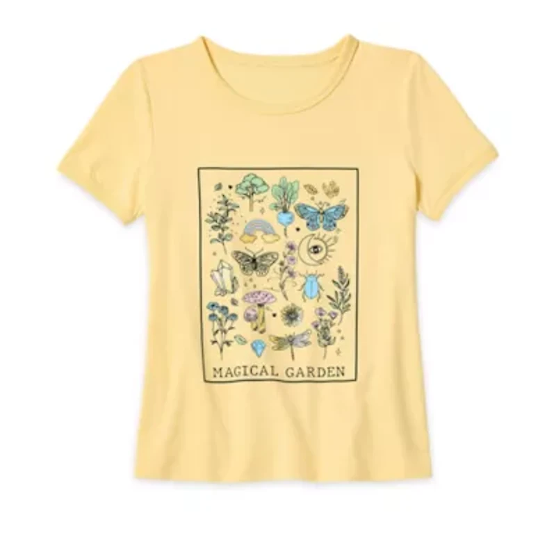 Thereabouts Little & Big Girls Round Neck Short Sleeve Graphic T-Shirt