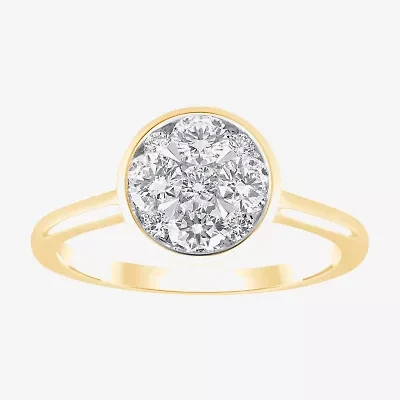Diamond Blossom (G / Si2) Womens 3/4 CT. T.W. Lab Grown White 10K Gold Round Cocktail Ring