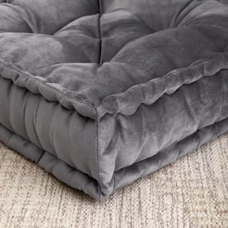 Sweet Home Collection™ 20"x20" Oversized Square Tufted Floor Pillow Faux Velvet Fabric