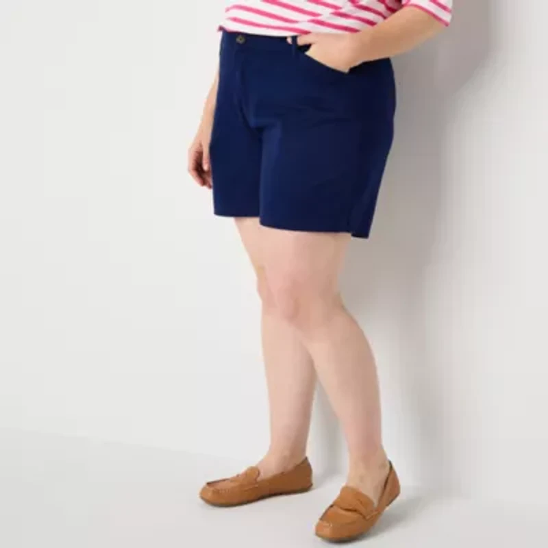 St. John's Bay Womens 6" Mid Rise Plus Chino Short