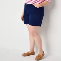 St. John's Bay Womens 6" Mid Rise Plus Chino Short