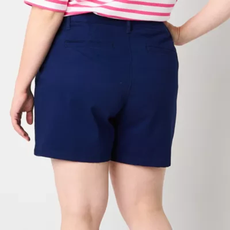 St. John's Bay Womens 8" Mid Rise Plus Chino Short