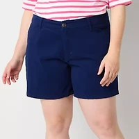 St. John's Bay Womens 8" Mid Rise Plus Chino Short