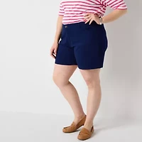 St. John's Bay Womens 8" Mid Rise Plus Chino Short