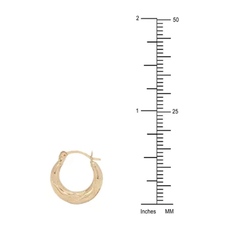 Womens 14K Gold 15mm Round Hoop Earrings